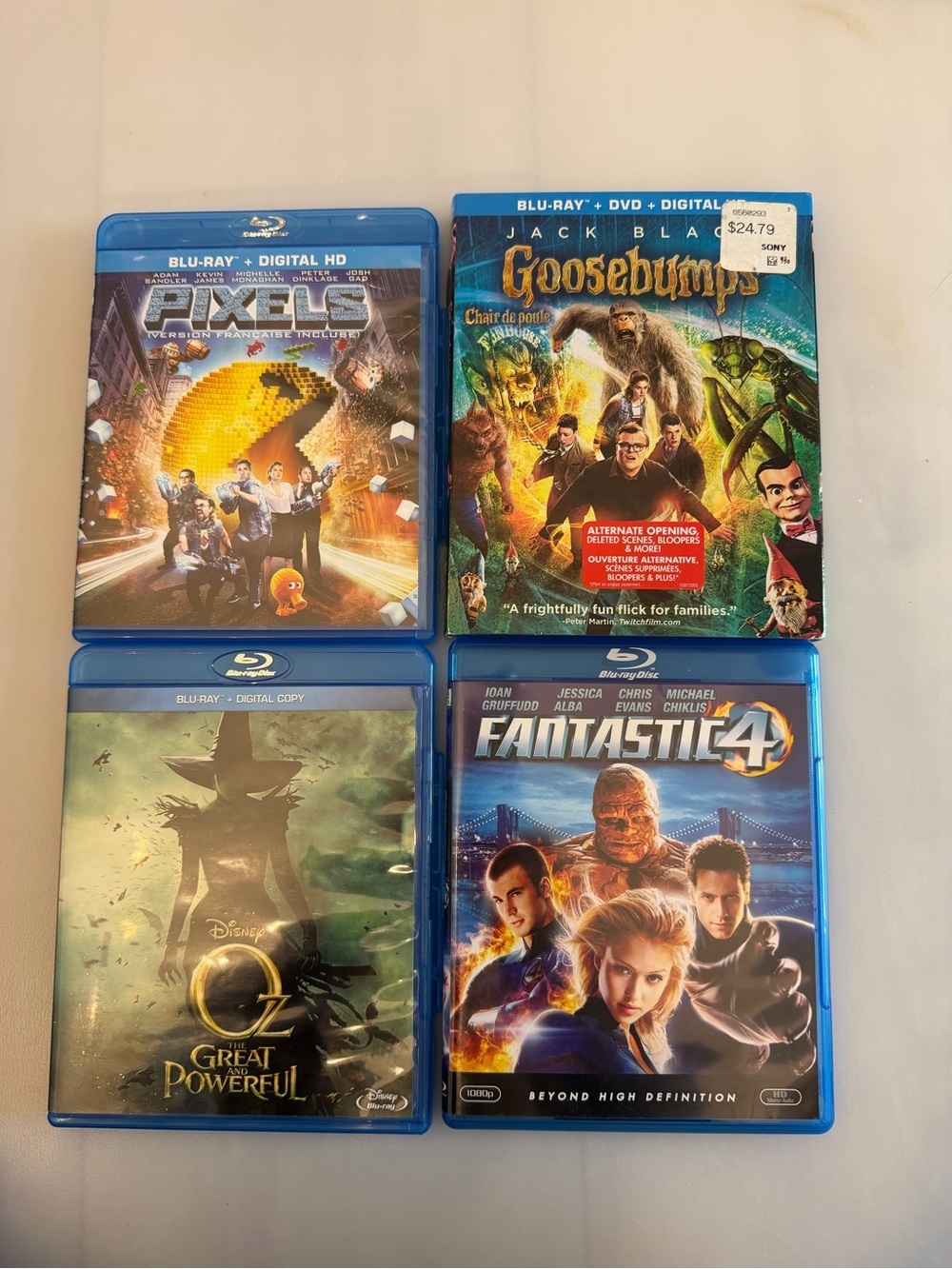 Family Adventure Blu-ray Movie Bundle - Goosebumps, Pixels, Oz & Fantastic Four
